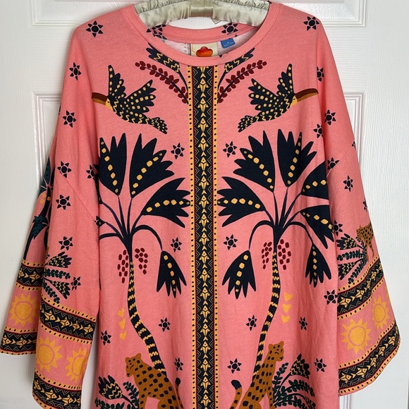 NWOT FARM RIO Printed Mini Dress- Bell Sleeves w/Crew Neck - Size M - SASSY! - Picture 2 of 13